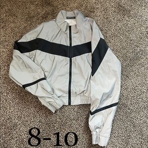 Crop reflective zip up